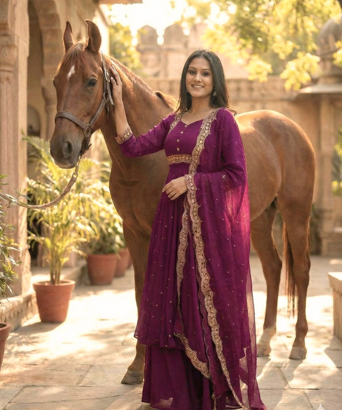 PLUS SIZE 2482 MEHRU PURPLE SUIT