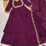 PLUS SIZE 2482 MEHRU PURPLE SUIT