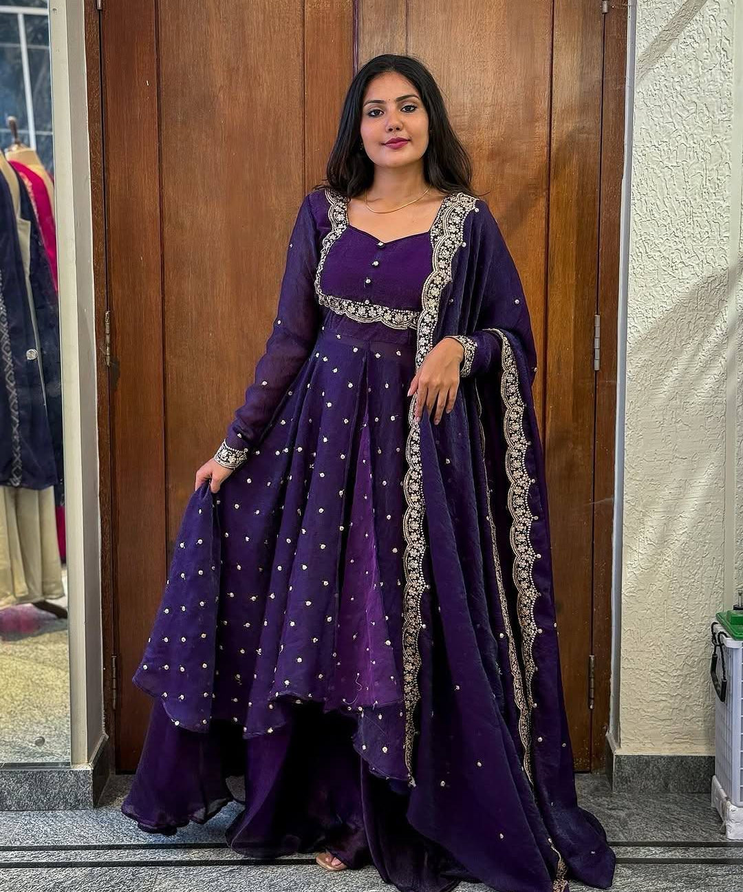 PLUS SIZE 2482 MEHRU PURPLE SUIT
