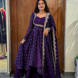 PLUS SIZE 2482 MEHRU PURPLE SUIT