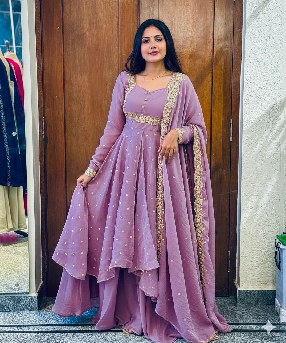 PLUS SIZE 2482 MEHRU PURPLE SUIT