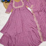 PLUS SIZE 2482 MEHRU PURPLE SUIT