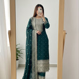 Trendy Chinon Silk Straight Suit