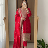 Trendy Chinon Silk Straight Suit
