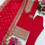 Trendy Chinon Silk Straight Suit