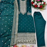 Trendy Chinon Silk Straight Suit