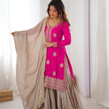 Pink Chin Silk Top Sharara