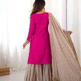 Pink Chin Silk Top Sharara