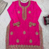Pink Chin Silk Top Sharara