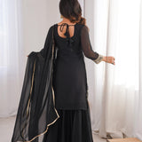 Black Embroidered Top Sharara