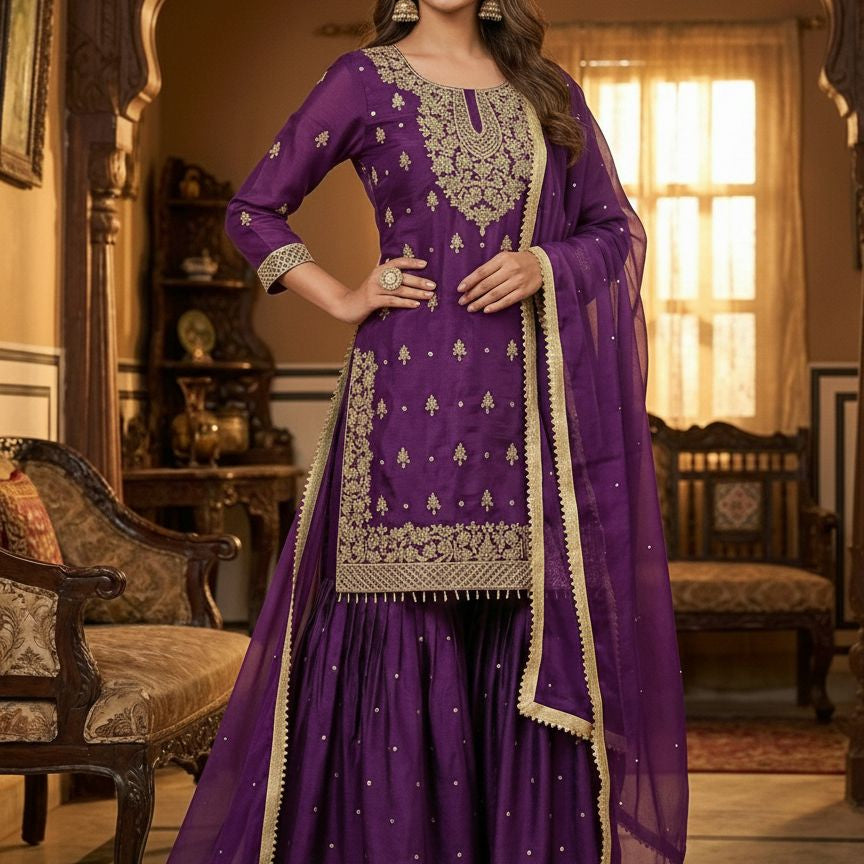 Gorgeous Gmy Silk Top Sharara