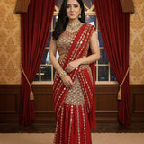 Mirror Work Ready To Wear Saree