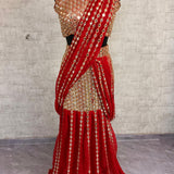 Mirror Work Ready To Wear Saree