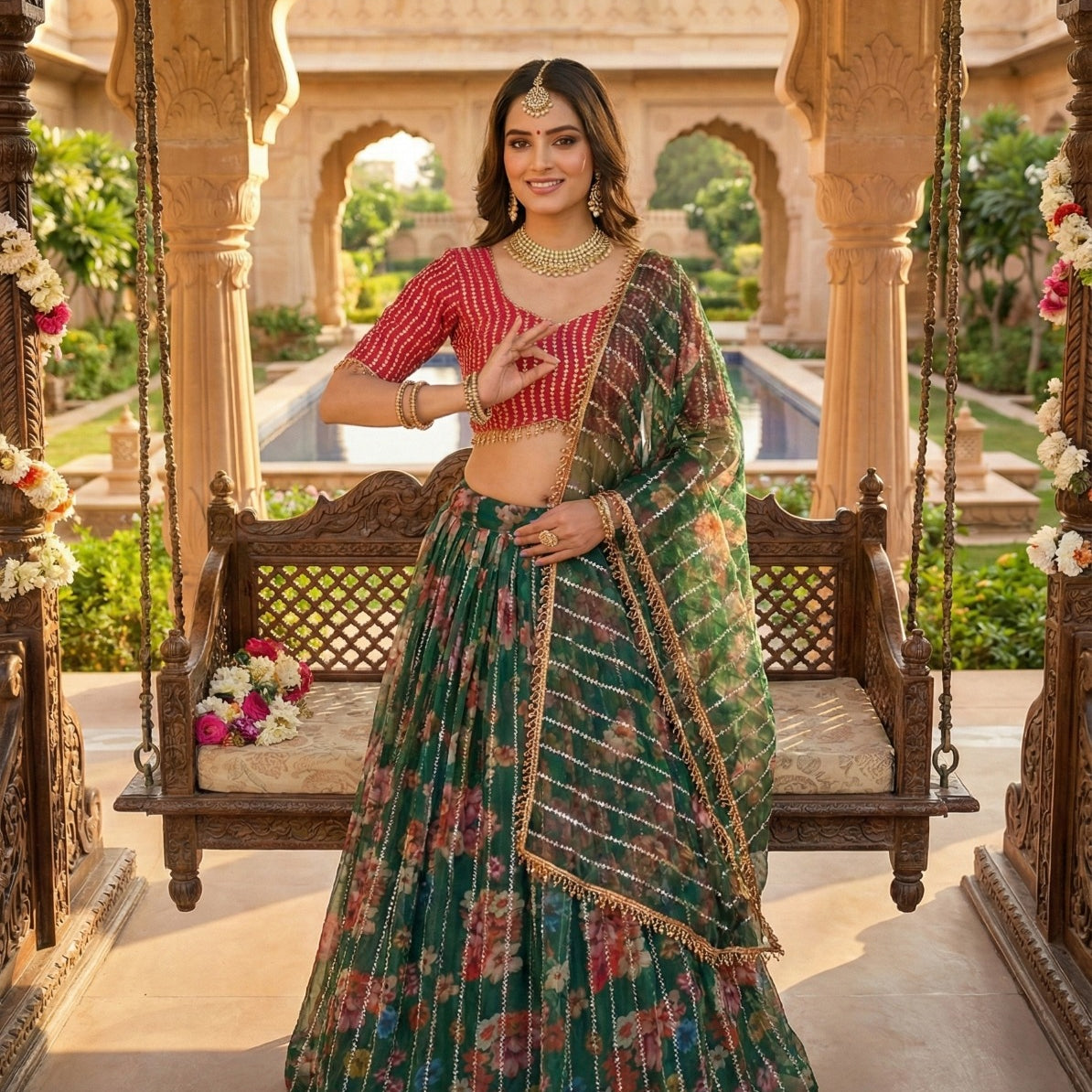 Lavish Orangaza Floral Printed Lehenga