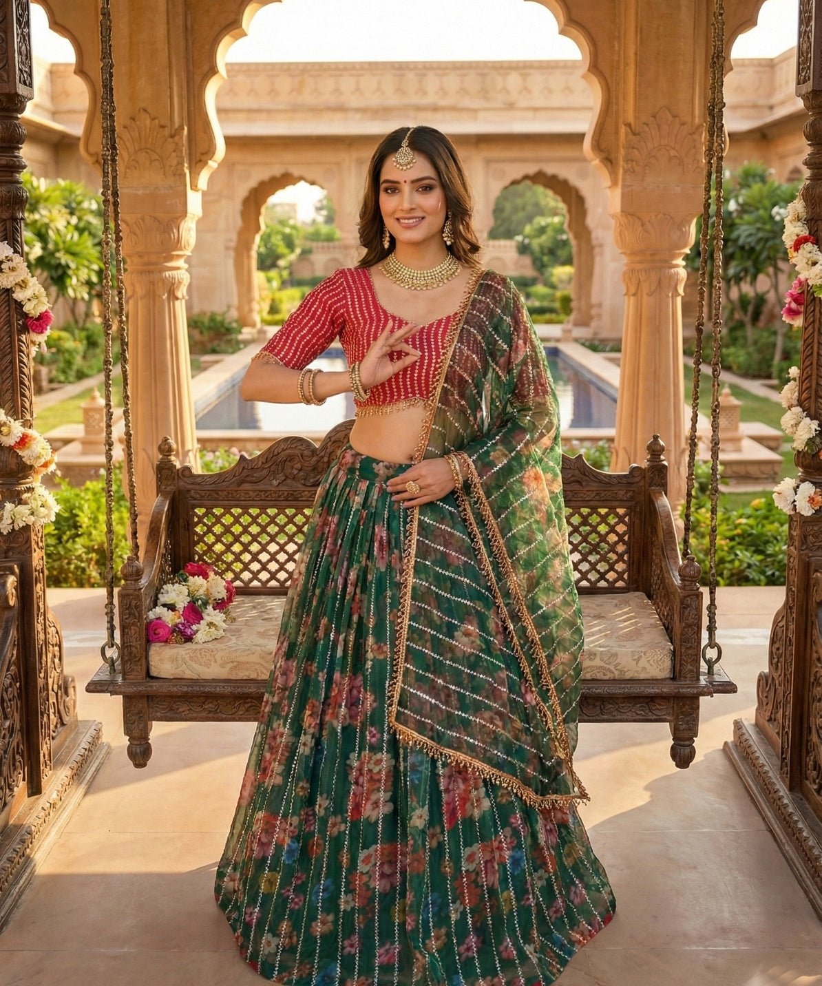 Lavish Orangaza Floral Printed Lehenga