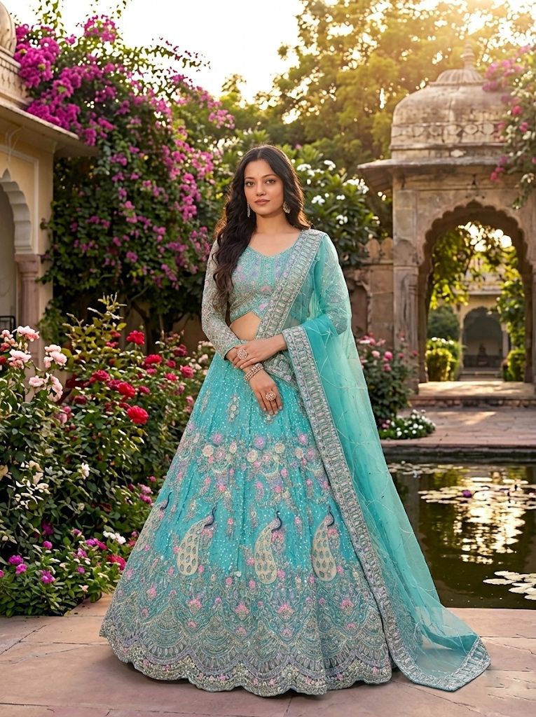 Gorgeous Peacock Embroidered Lehenga
