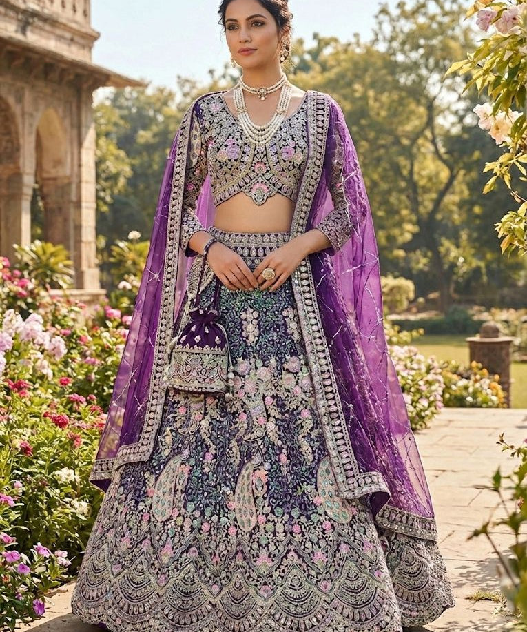 Gorgeous Peacock Embroidered Lehenga