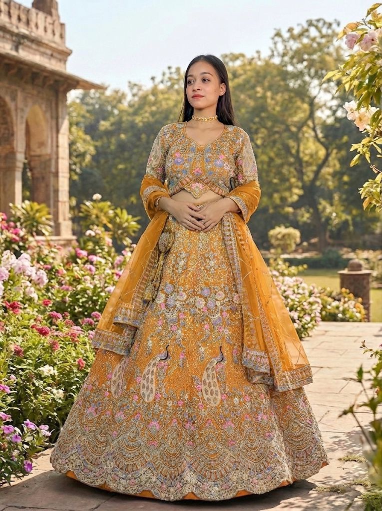 Gorgeous Peacock Embroidered Lehenga
