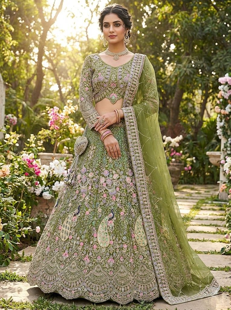 Gorgeous Peacock Embroidered Lehenga