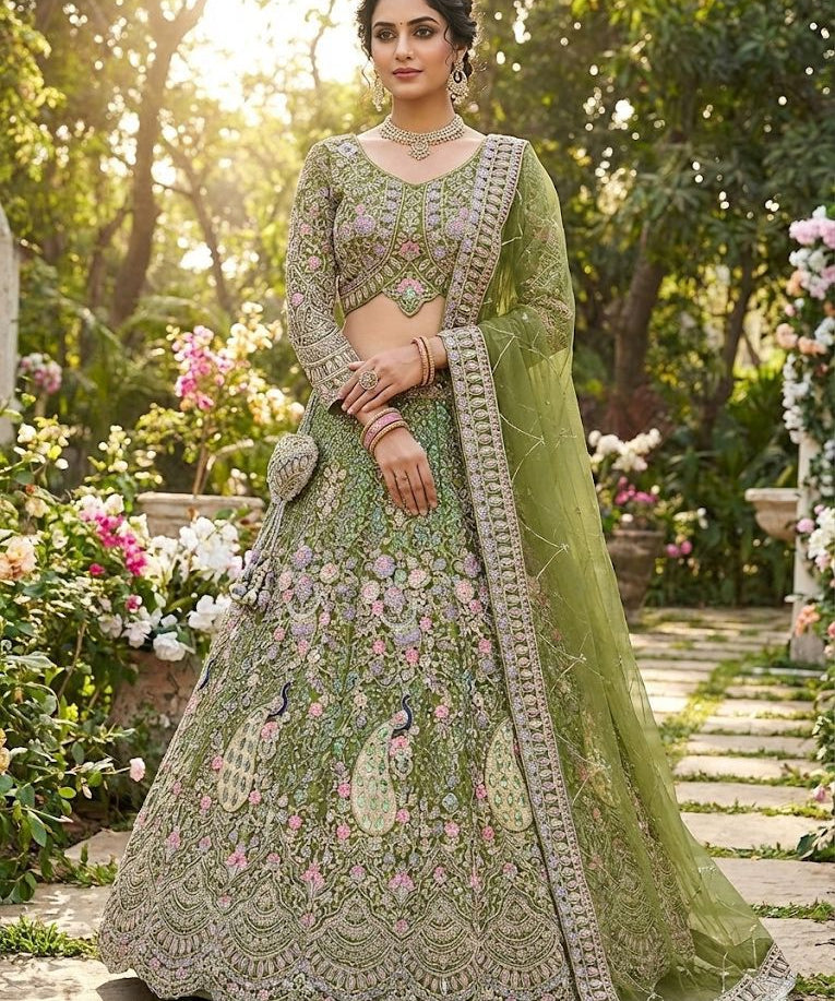 Gorgeous Peacock Embroidered Lehenga