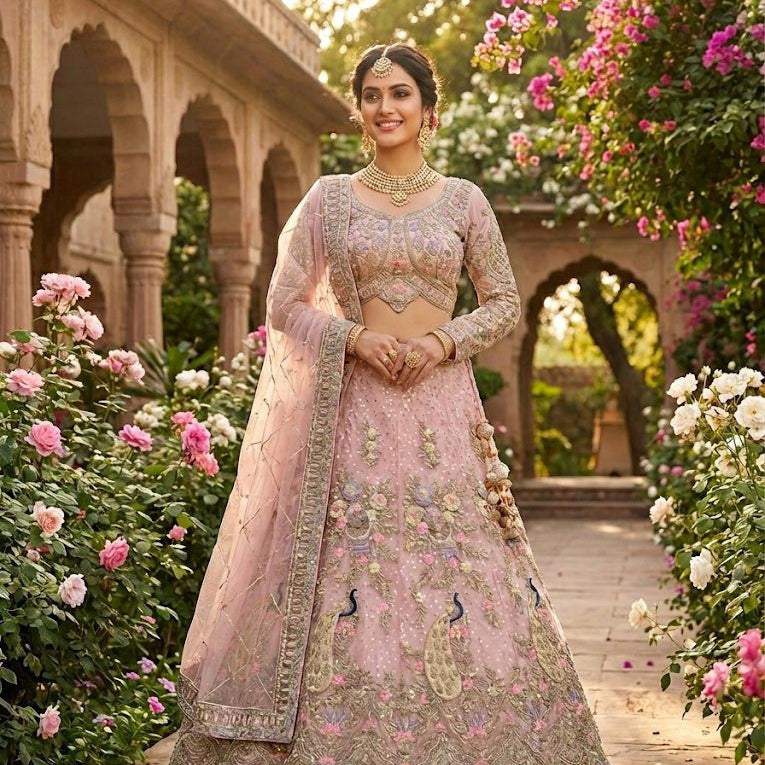 Gorgeous Peacock Embroidered Lehenga