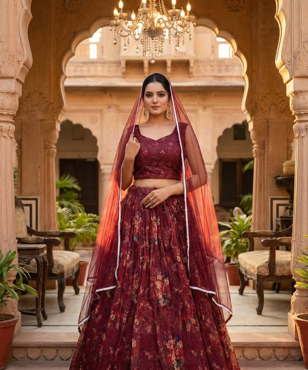 Lavish Orangaza Floral Printed Lehenga