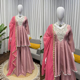 Elegant Peach Silk Top Plazzo