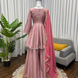 Elegant Peach Silk Top Plazzo