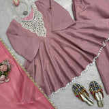 Elegant Peach Silk Top Plazzo