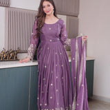 Stunning Purple Diamond Silk Suit