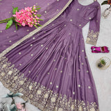 Stunning Purple Diamond Silk Suit