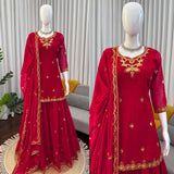 Designer Reddish Top Sharara