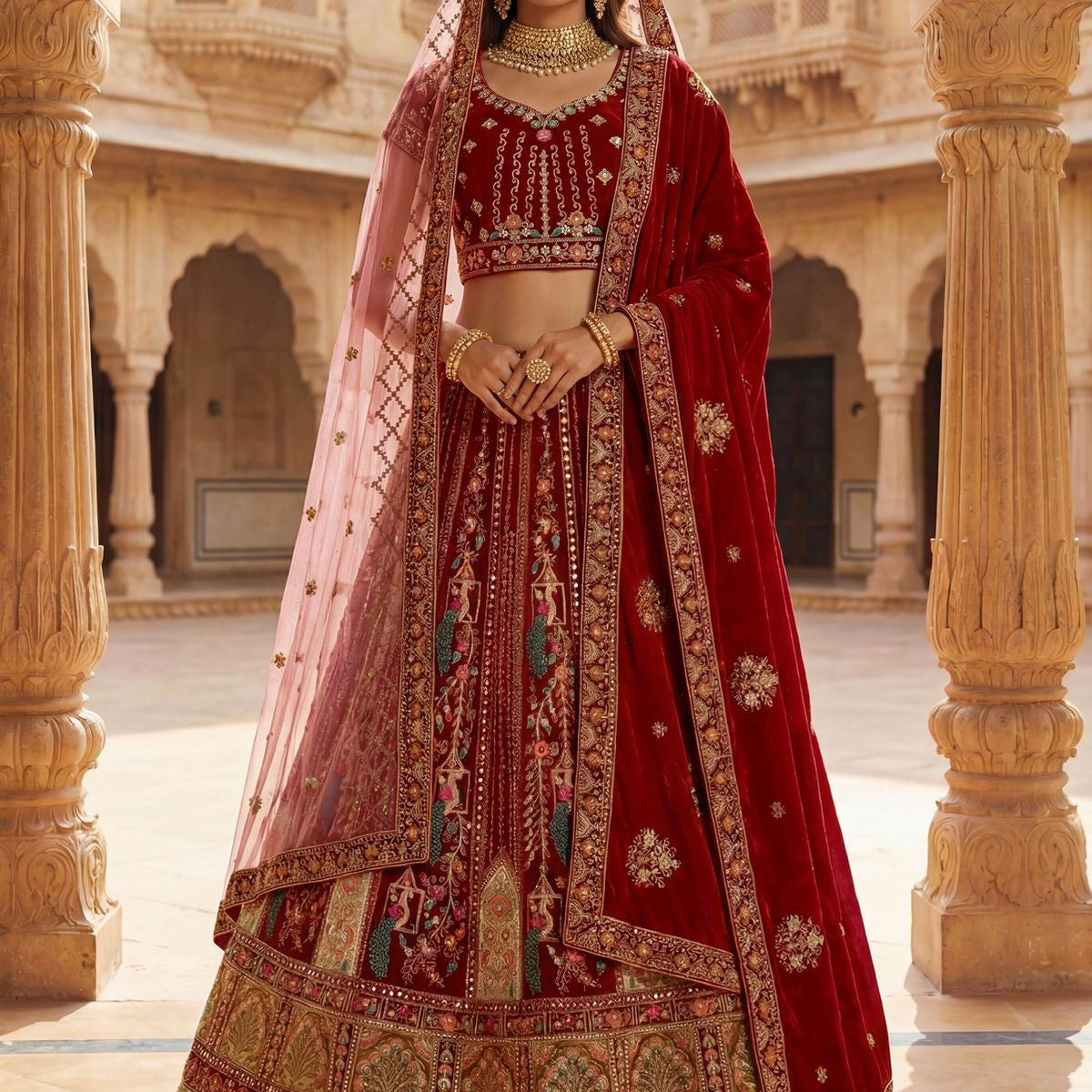 Lavish Patchwork Embroidered Lehenga