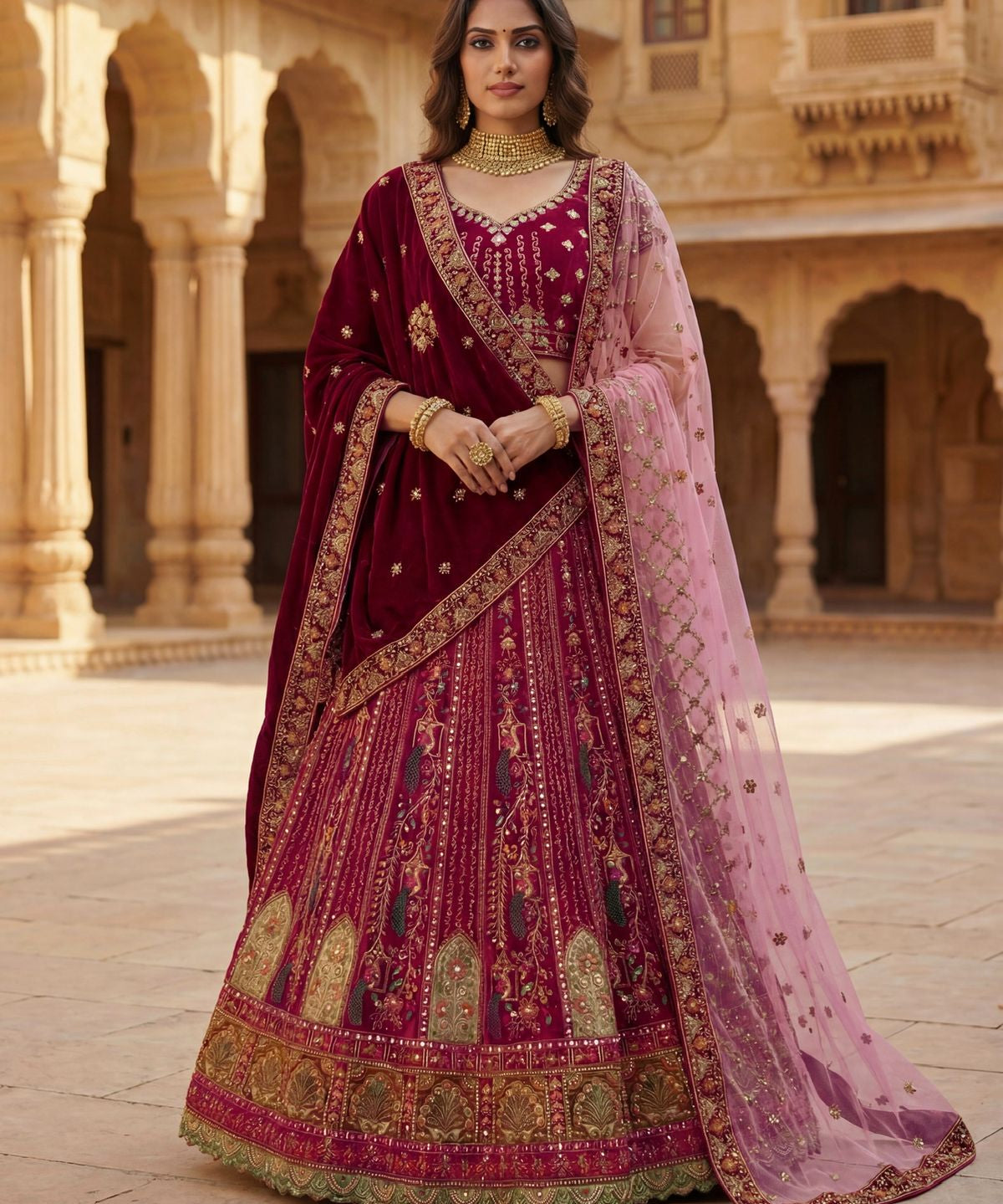 Lavish Patchwork Embroidered Lehenga
