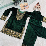 Dark Green Kids Velvet Suit