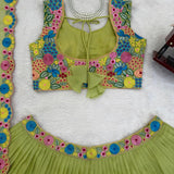 Premium Parrot Green Silk Lehenga