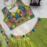 Premium Parrot Green Silk Lehenga