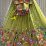 Premium Parrot Green Silk Lehenga