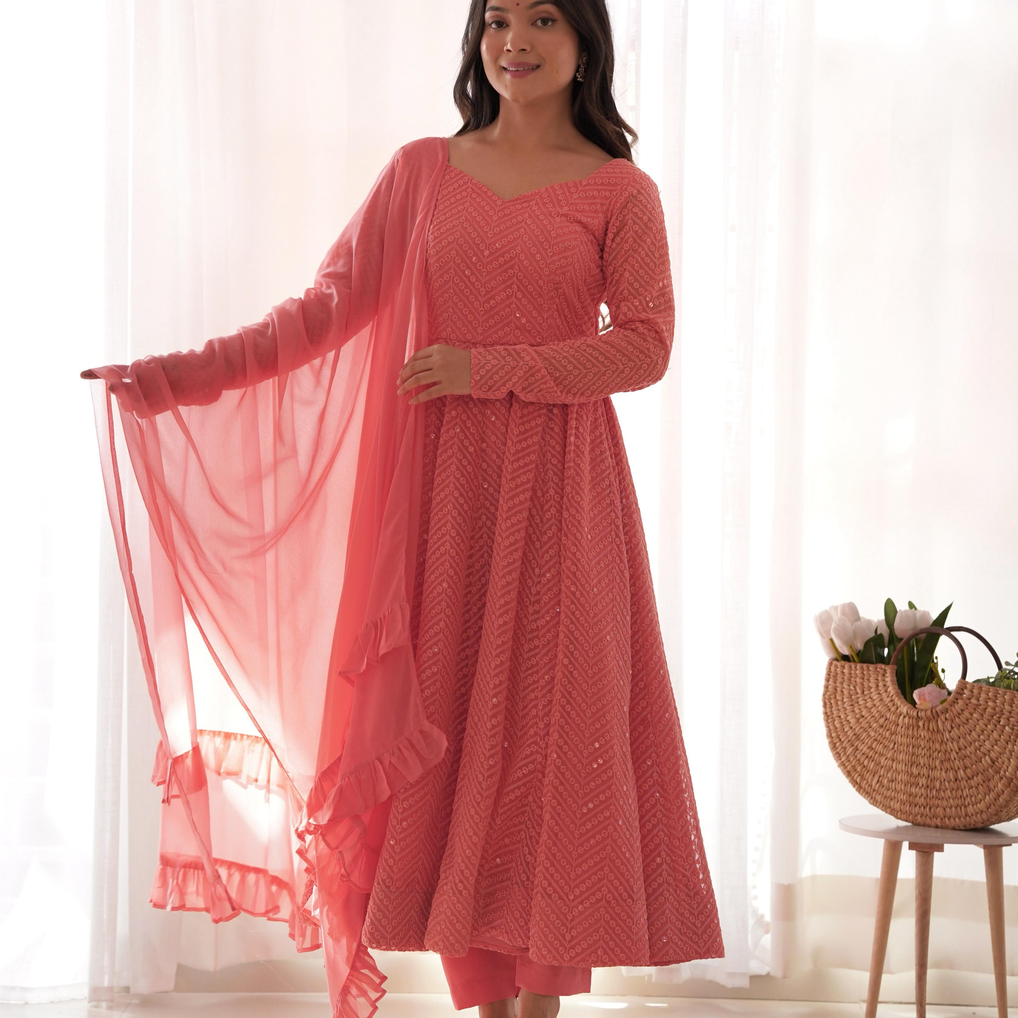 Premium Lakhnavi Georgette Anarkali Gown