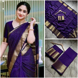 Violet Art Silk Jacquard Saree