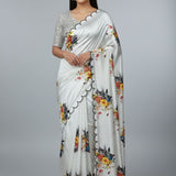 Shiny Satin Silk Printed Saree