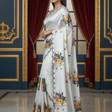 Shiny Satin Silk Printed Saree