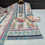 plus size Elegant Floral Muslin Suit Set