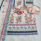 plus size Elegant Floral Muslin Suit Set