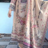 plus size Elegant Floral Muslin Suit Set