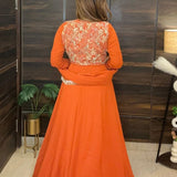Orange Cotton Maxi Anarkali Suit