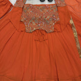 Orange Cotton Maxi Anarkali Suit