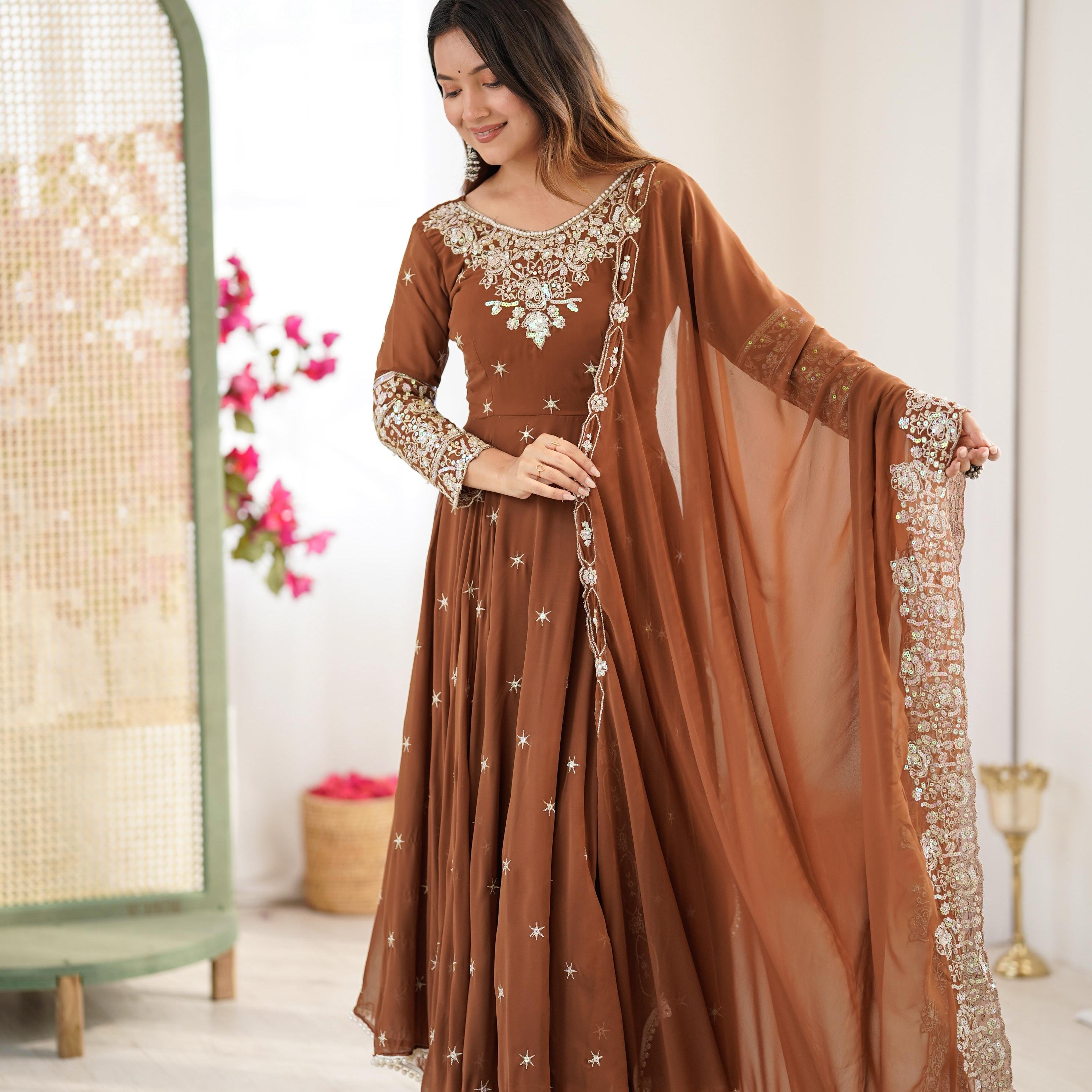 Elegant Embroidered Designer Gown