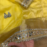Designer Yellow Mirror Work Saree