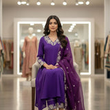 Violet Ethnic Roman Silk Suit
